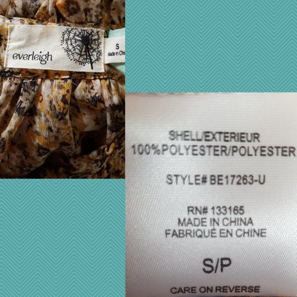 Everleigh Orange Floral Printed Tie Neck Button Front Blouse - Picture 5 of 5